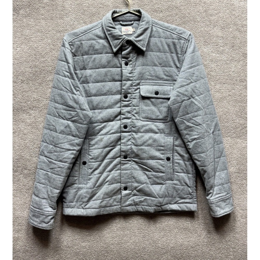 Faherty Teton Valley Jacket Gray Herringbone Small Huckberry Mens Zip Up Coat